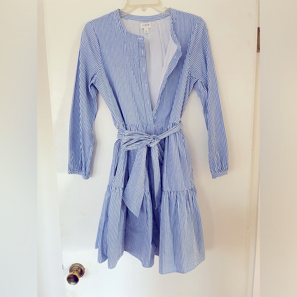 Long sleeve J Crew pinstripe dress with pockets